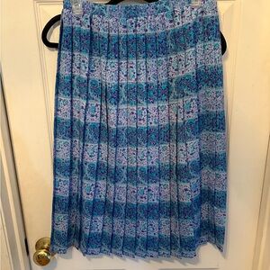 Leslie Fay Blue and Purple Patterned Midi Skirt